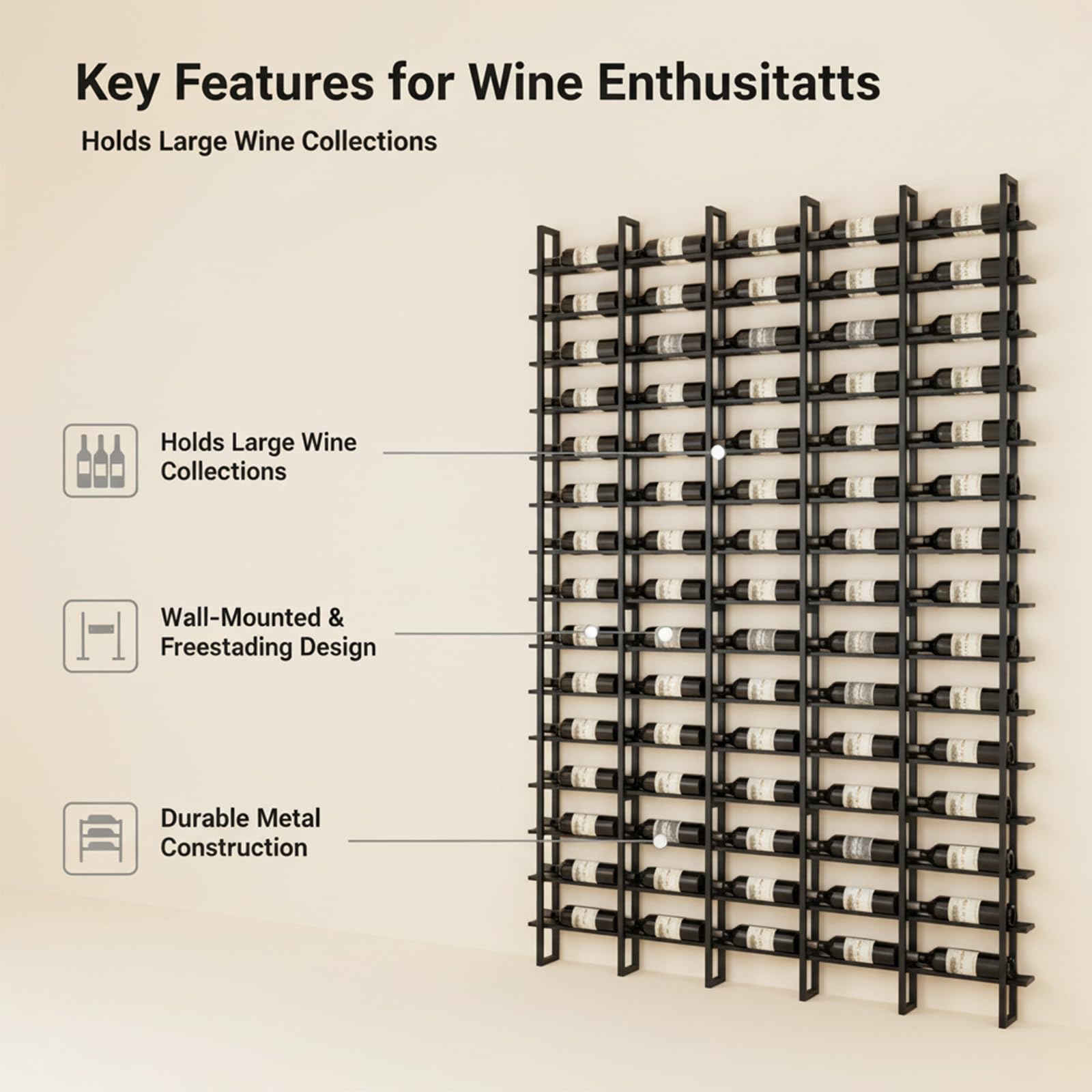 16 Tier Wall Mount Wine Rack