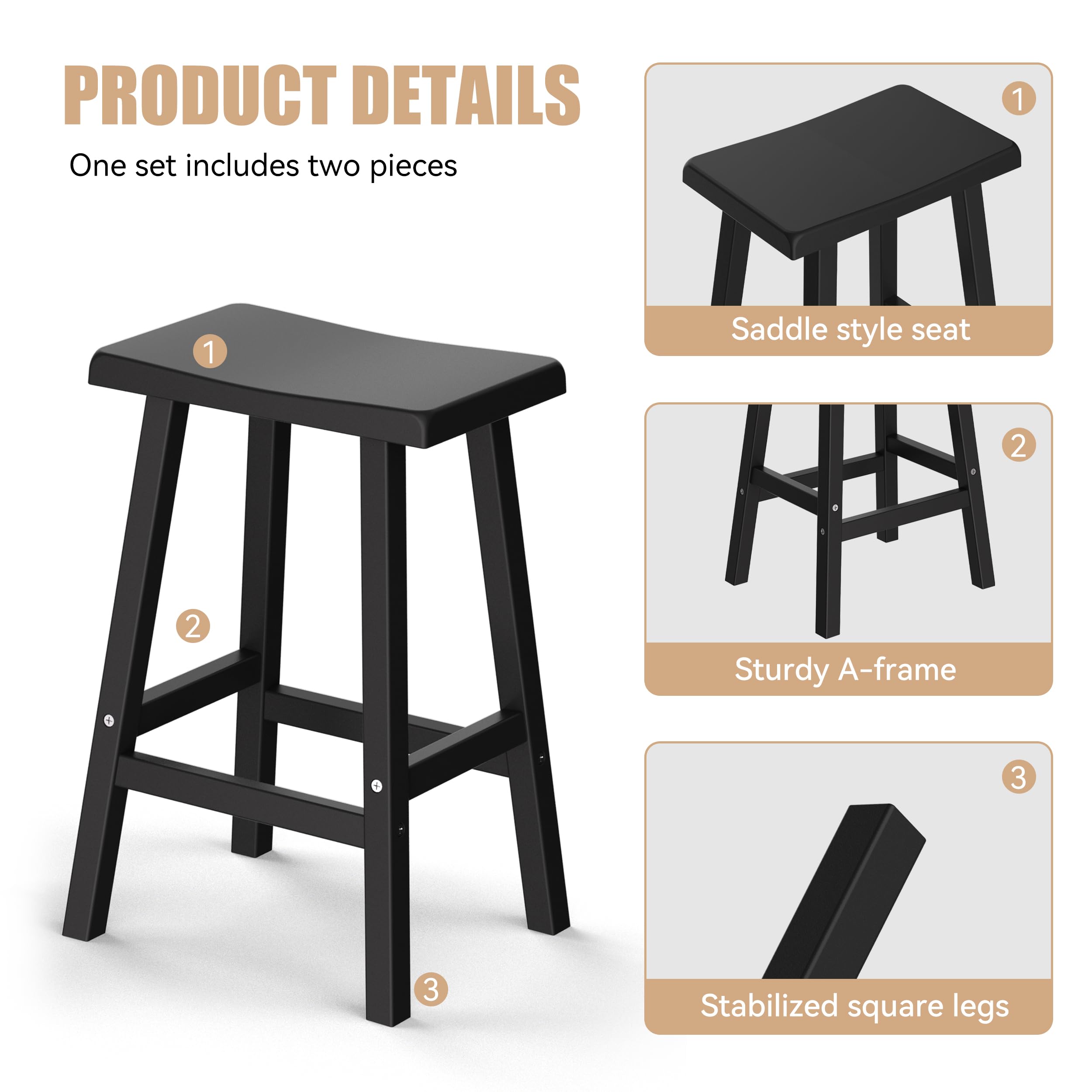 24" Resin Bar Stools Set of 2