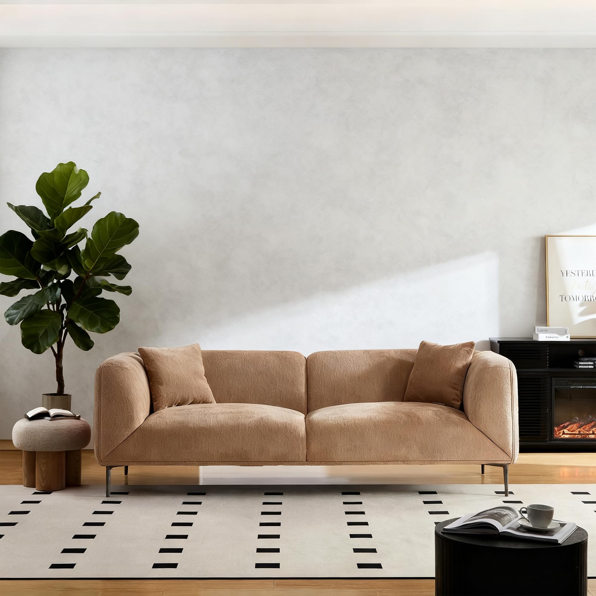 Modern Boucle 3-Seater Sofa with Deep Seats