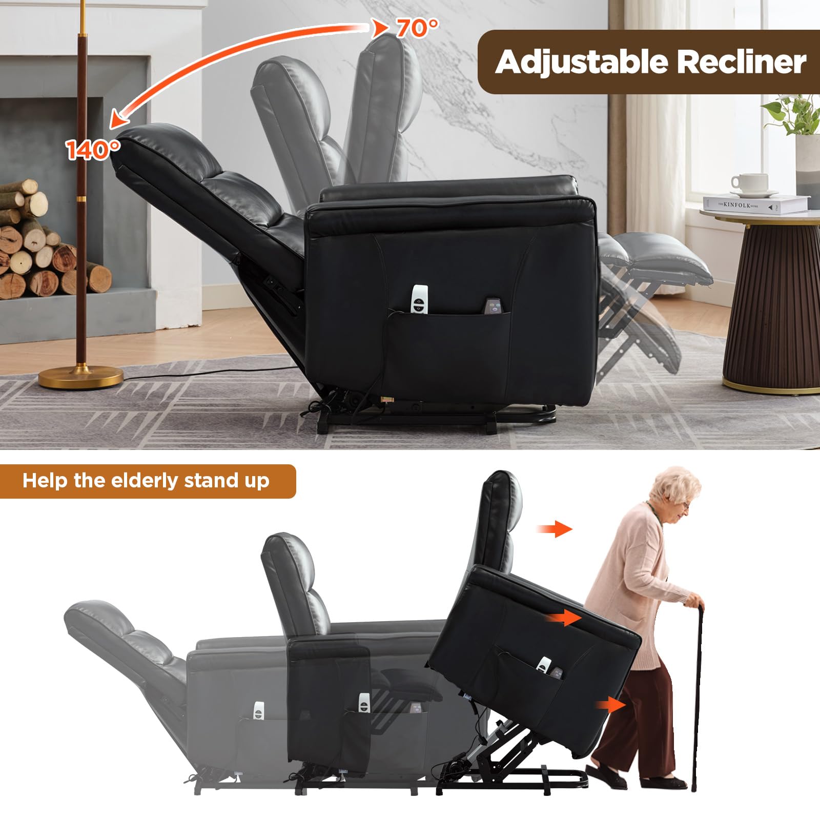 Power Lift Recliner with Massage and Lumbar Heat