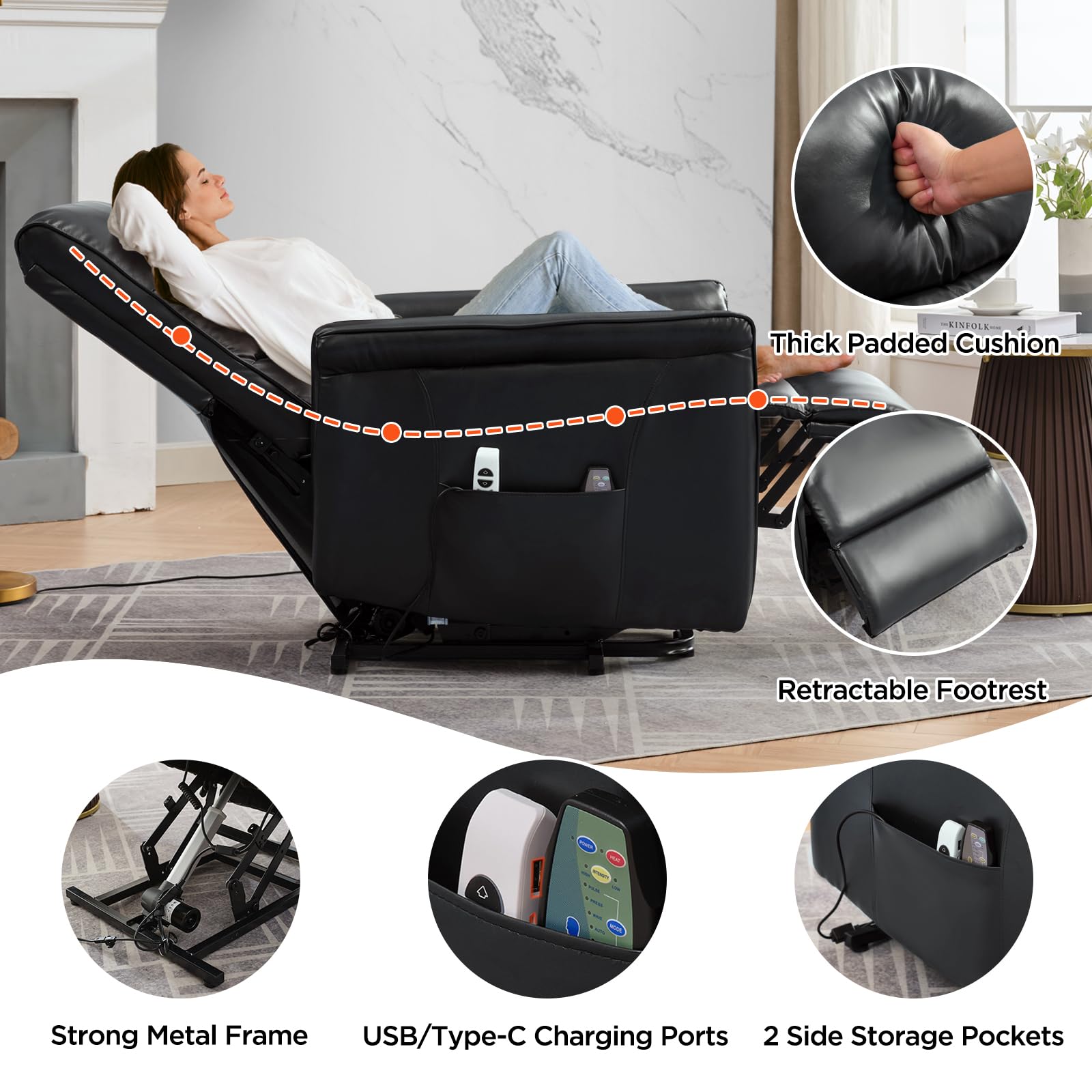 Power Lift Recliner with Massage and Lumbar Heat