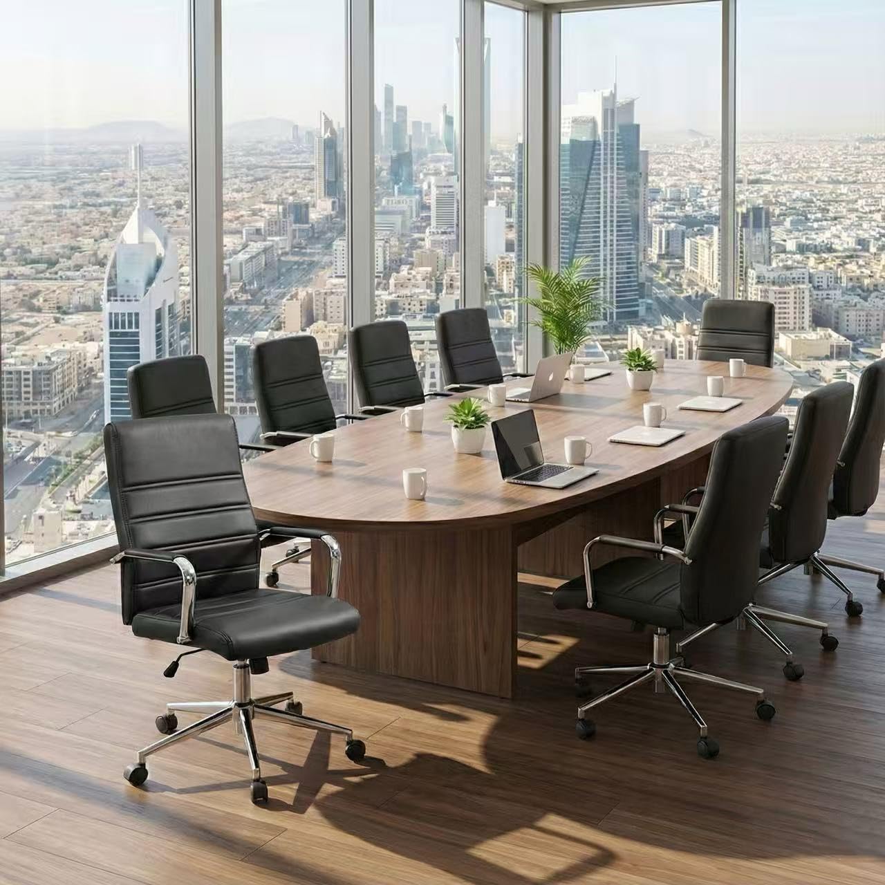 Executive Leather Office Chair with Wheels