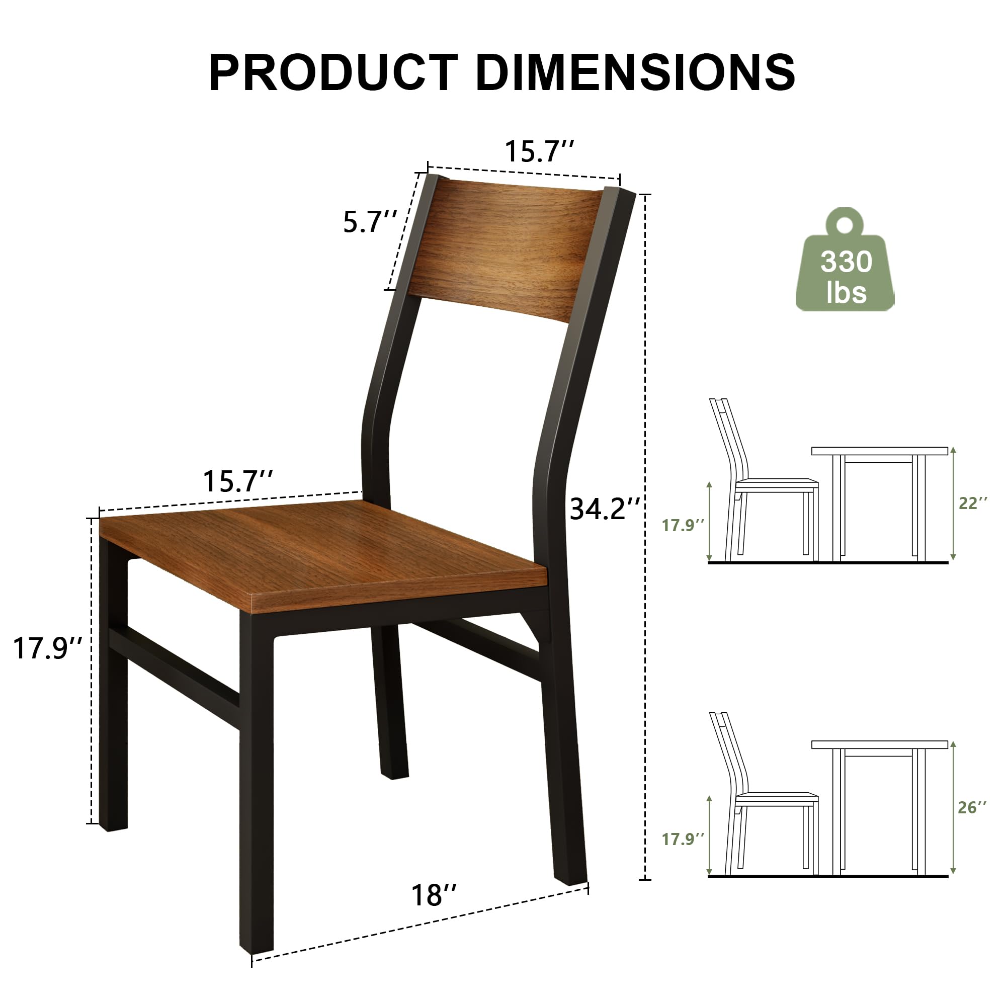 Dining Chairs Set of 6 with Ergonomic Backrest