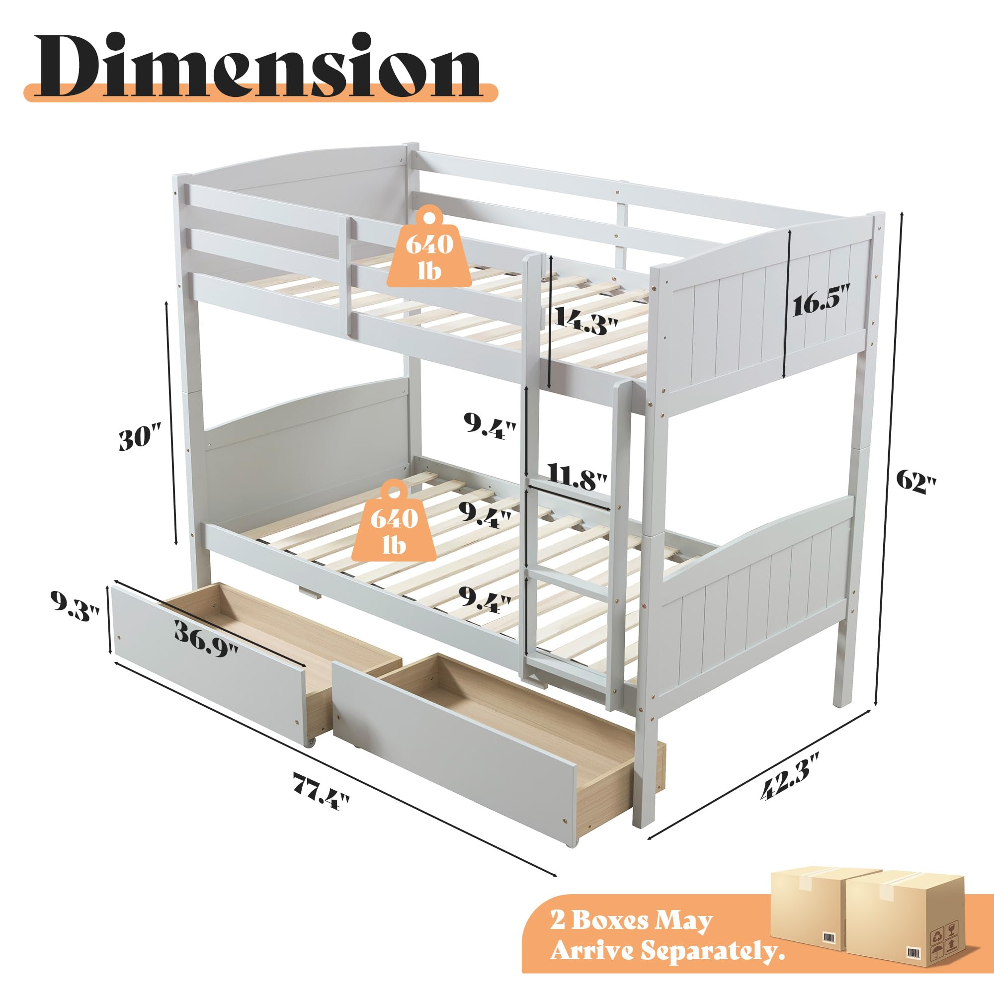 Twin Over Twin Bunk Bed with Storage Drawers