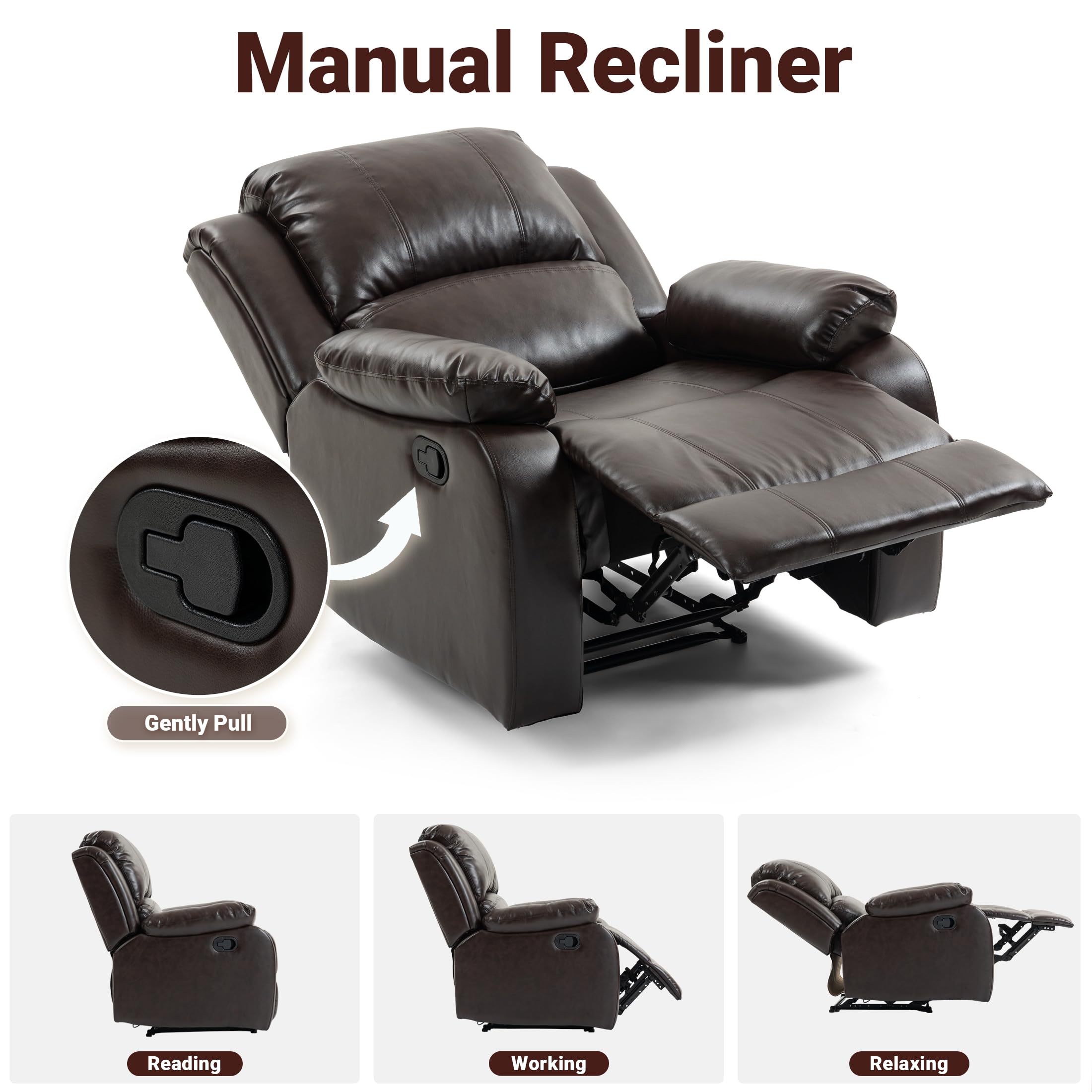 Manual Recliner Chair with Adjustable Push Back