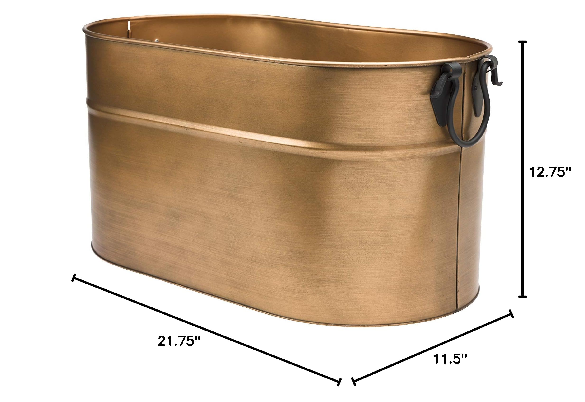 Antique Copper Firewood Bucket with Wrought Iron Handles