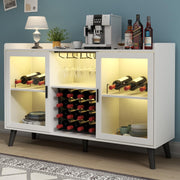 Wine Bar Cabinet with LED Light and Storage