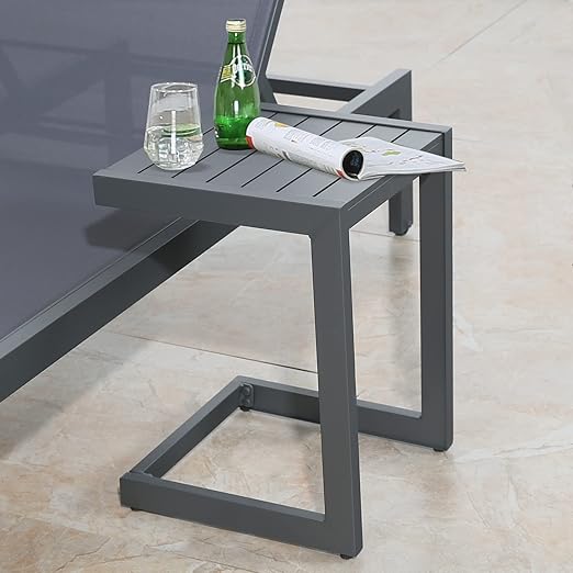 C-Shaped Aluminum Patio Side Table