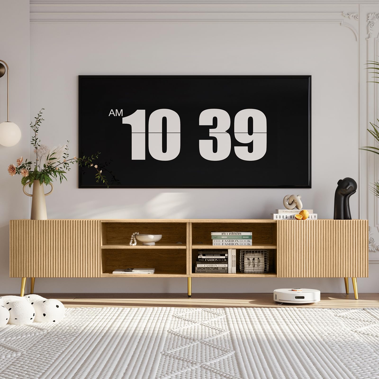 86 Inch TV Stand with Adjustable Shelves and Storage