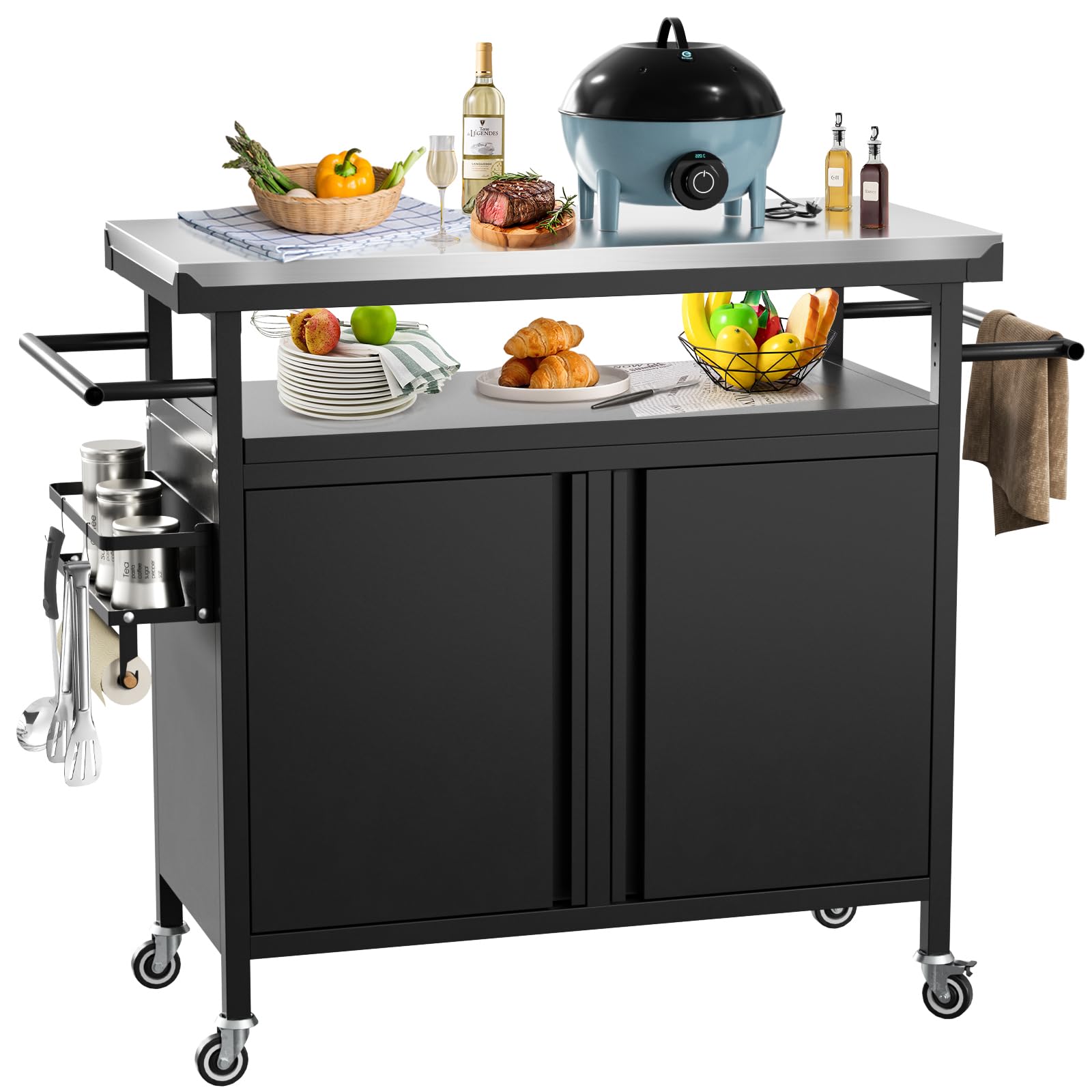 Outdoor Grill Cart with Storage Cabinet