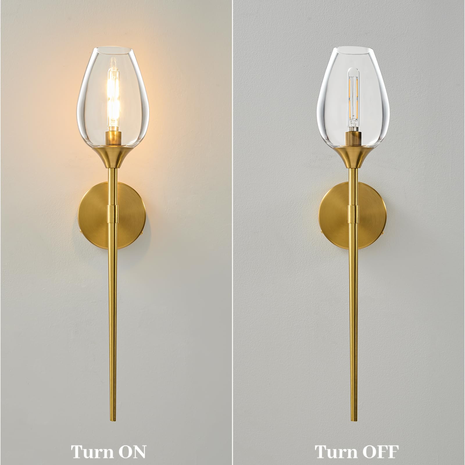 Gold Glass Wall Sconce Light with Flower Shade