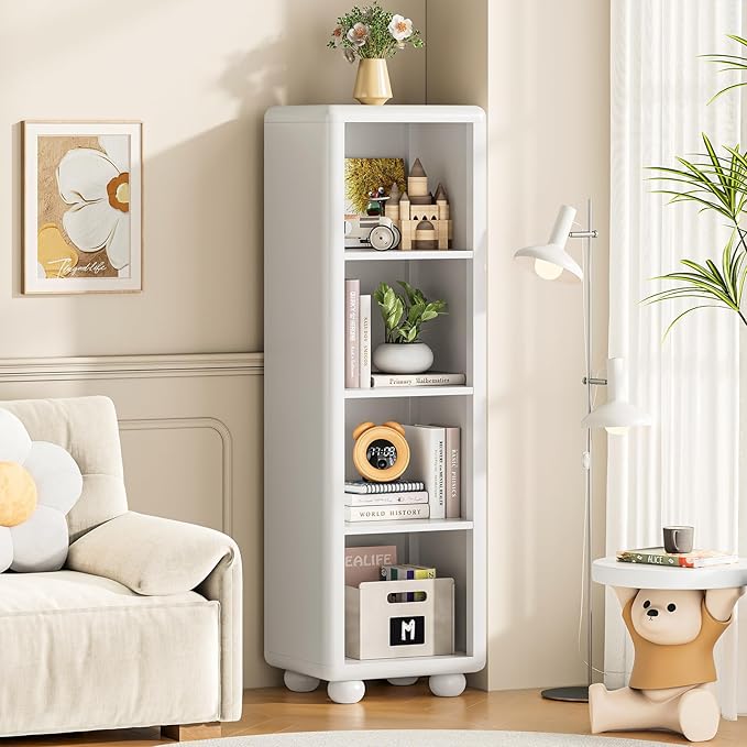 4-Tier Tall Bookshelf with Sphere Foot