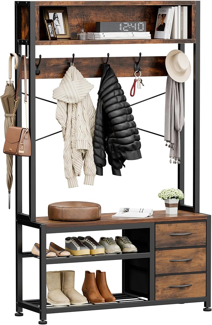 Hall Tree with Bench and Shoe Storage