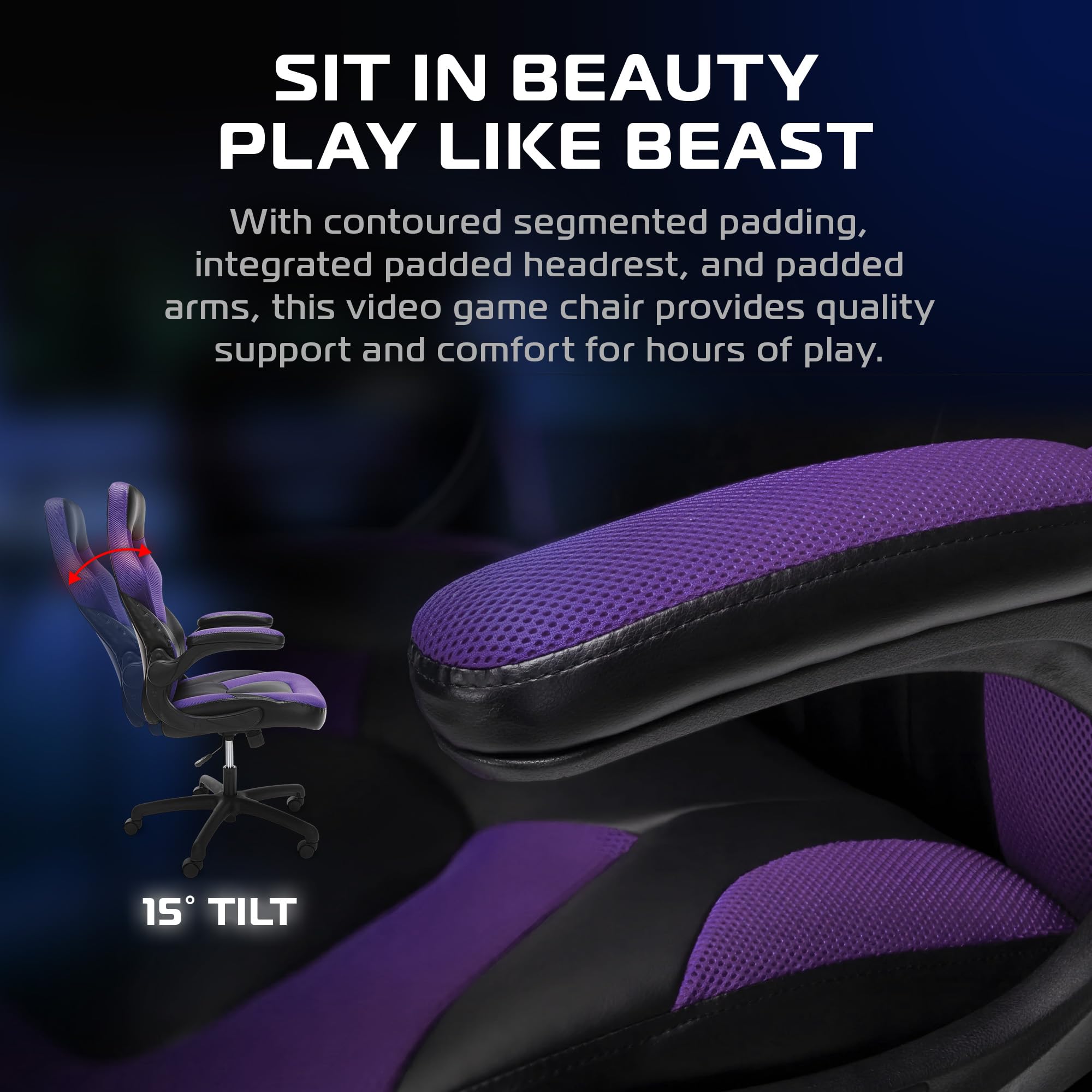 Ergonomic Gaming Chair with Lumbar Support and Flip-Up Arms