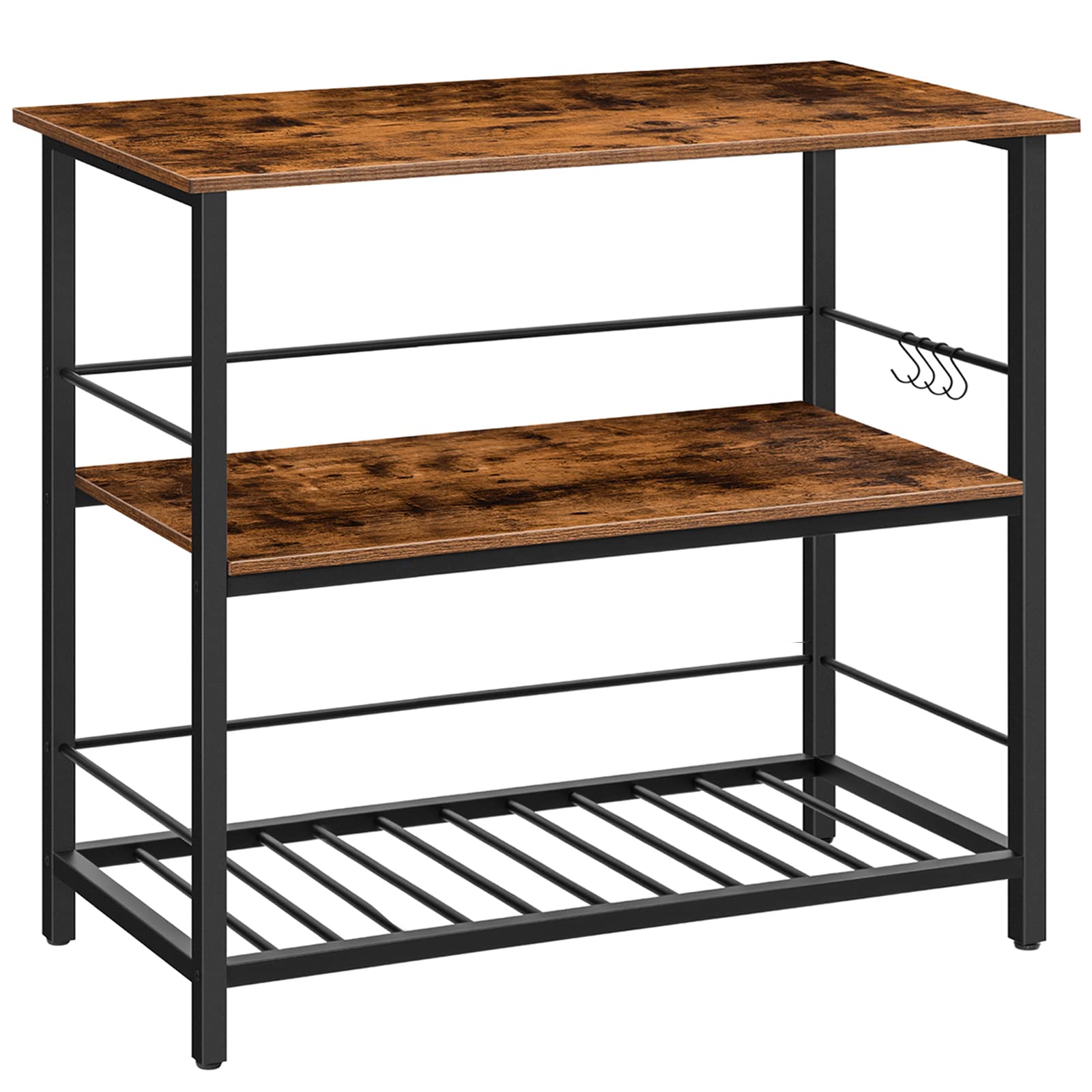 Kitchen Island with Wine Rack and Hooks