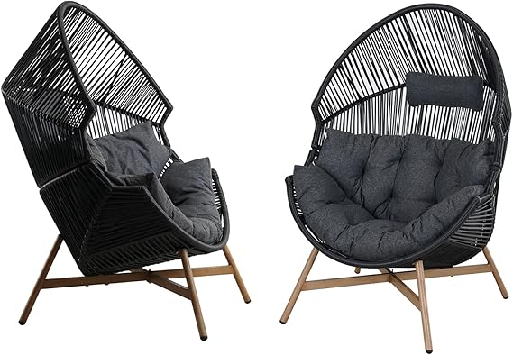 Outdoor Egg Chair with Stand and Cushion