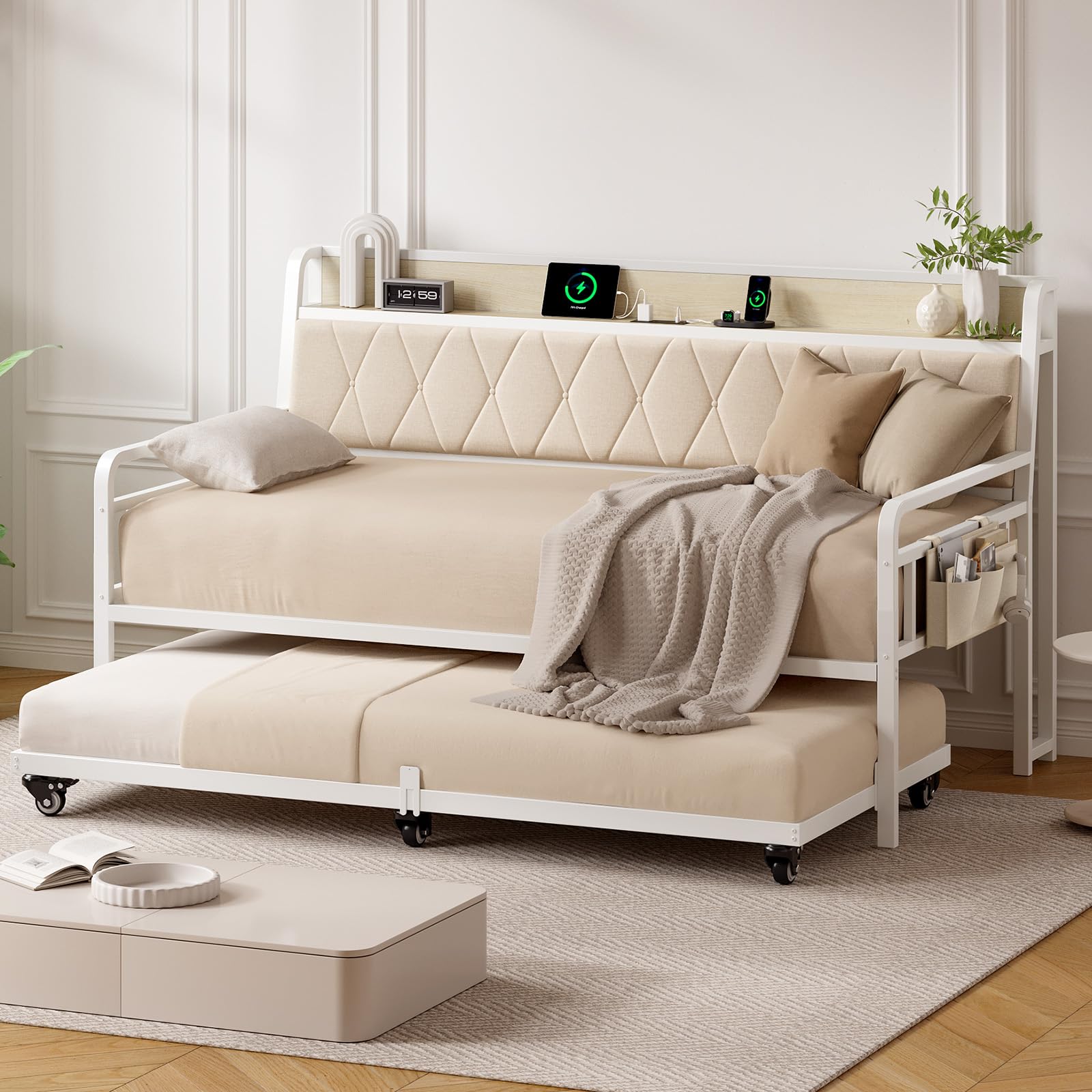 Twin Daybed with Trundle and Charging Station