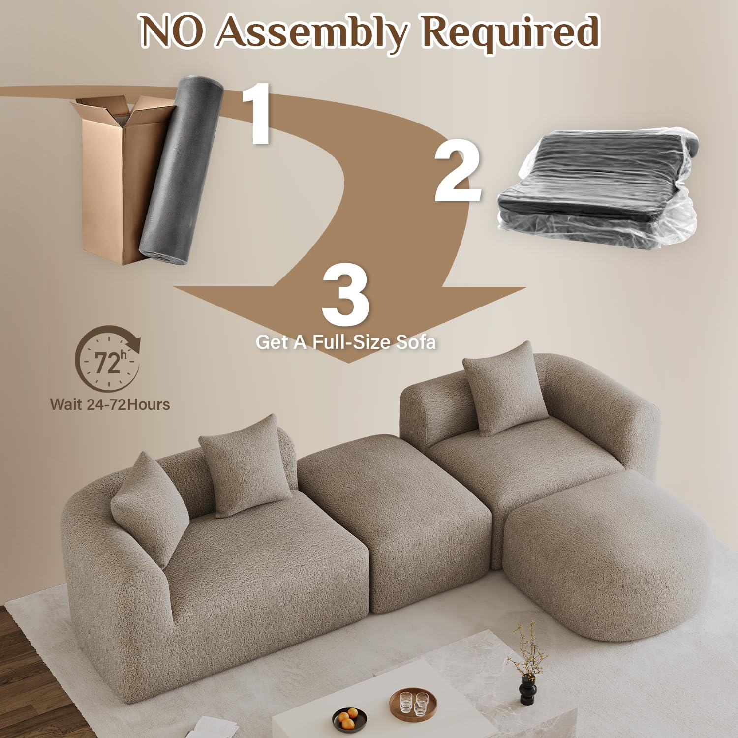 Modular Cloud Sectional Sofa with Ottoman