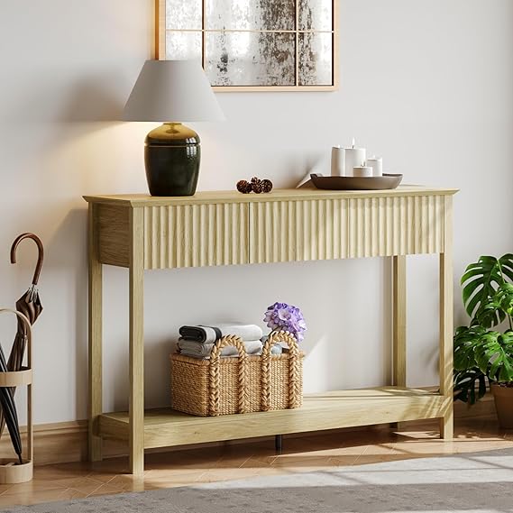 47" Fluted Console Table with 3 Drawers