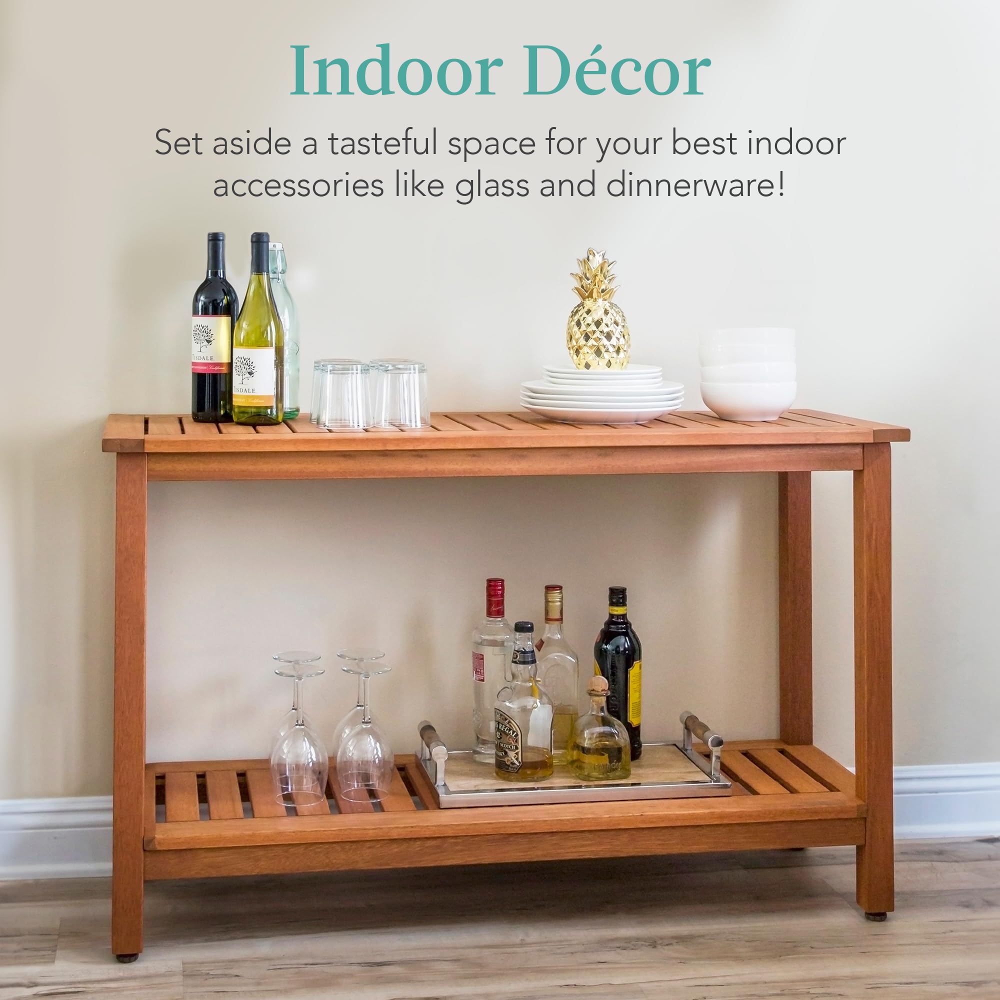 48in Eucalyptus Console Table Indoor Outdoor Storage