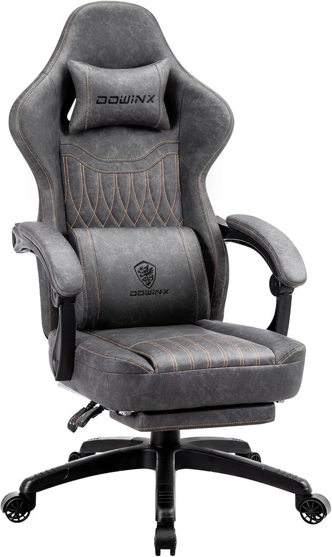 Ergonomic Gaming Chair with Massage Lumbar Support and Footrest