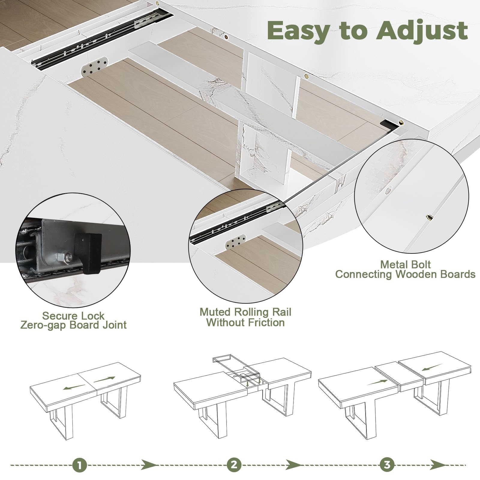 Extendable Faux Marble Dining Table