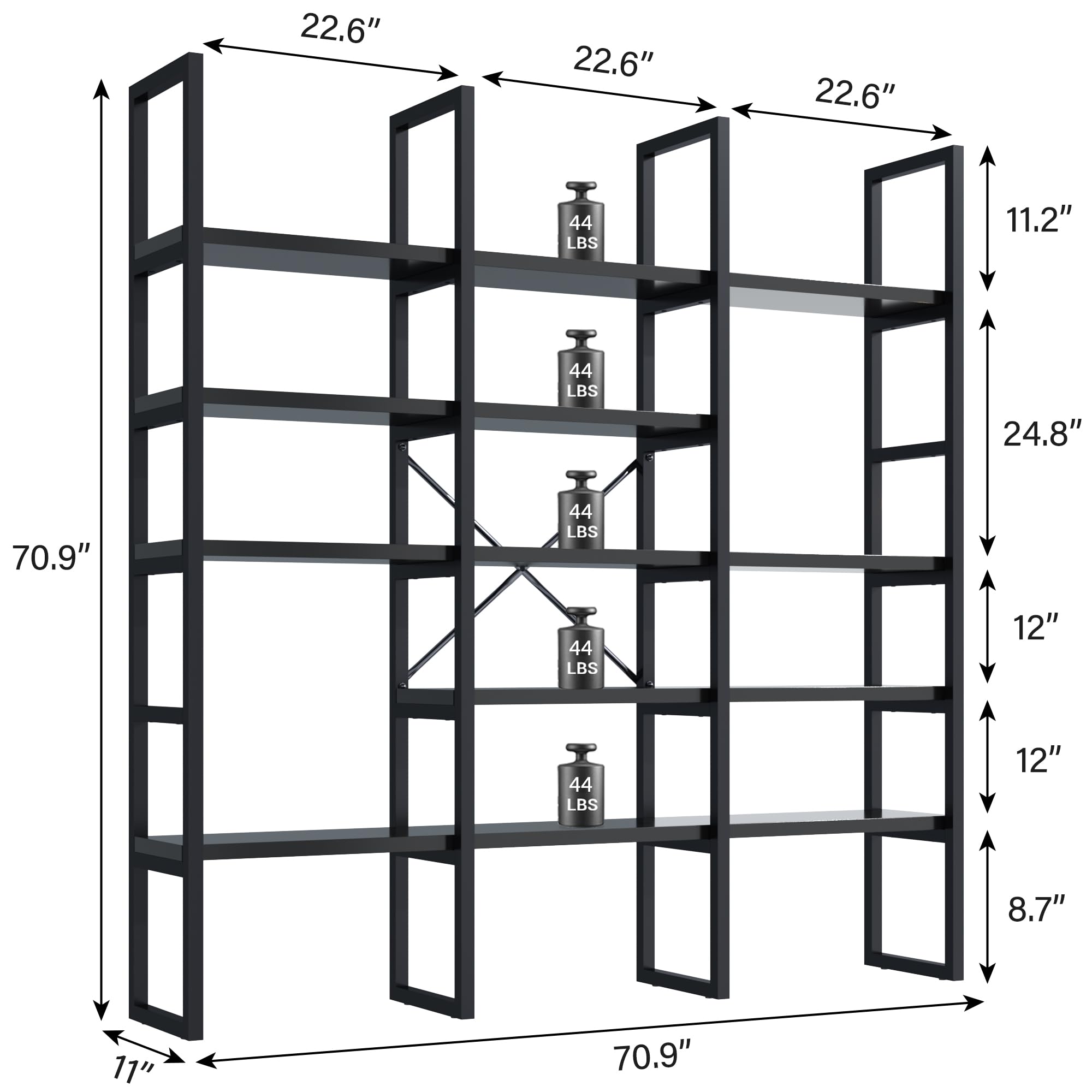 5-Tier Geometric Bookshelf