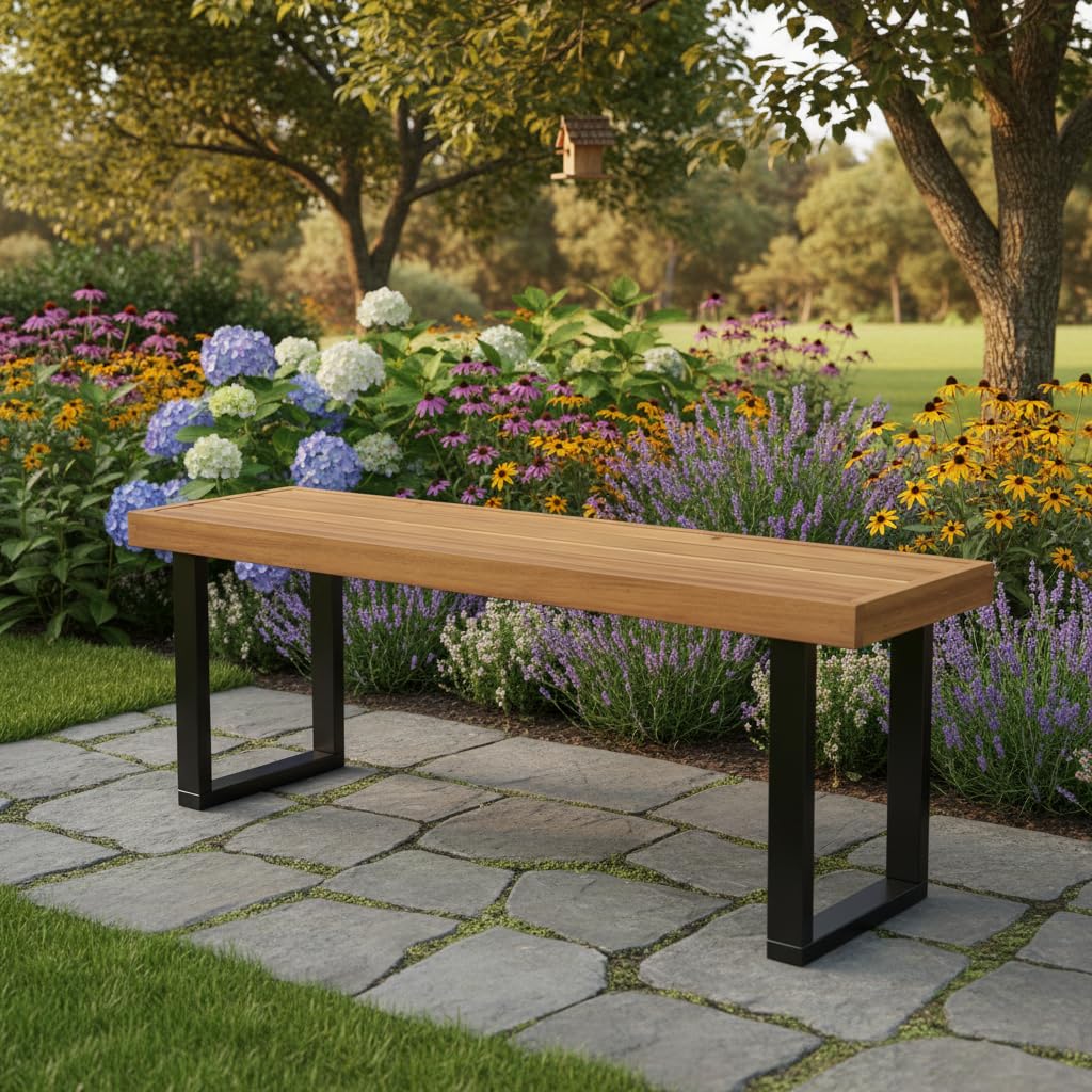 Acacia Wood Outdoor Dining Bench 48 Inch