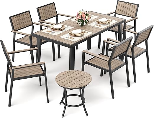 8-Piece Outdoor Aluminum Patio Dining Set with Stackable Chairs