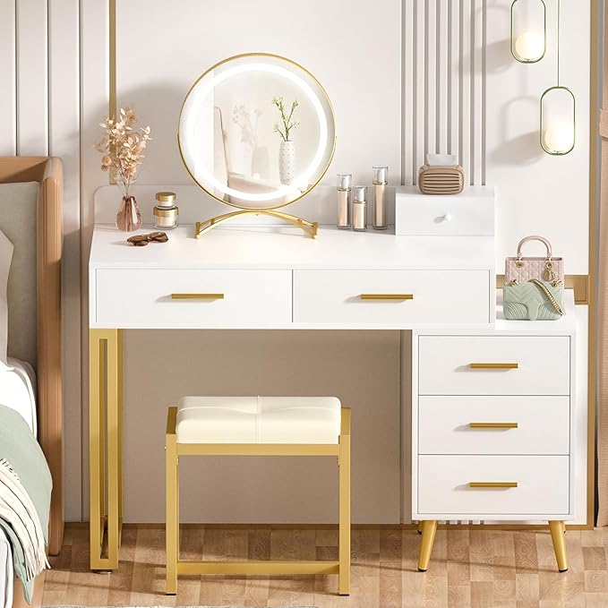 Vanity Desk with Mirror and Lights