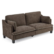 84" Modern Linen Velvet Loveseat with Piped Cushions
