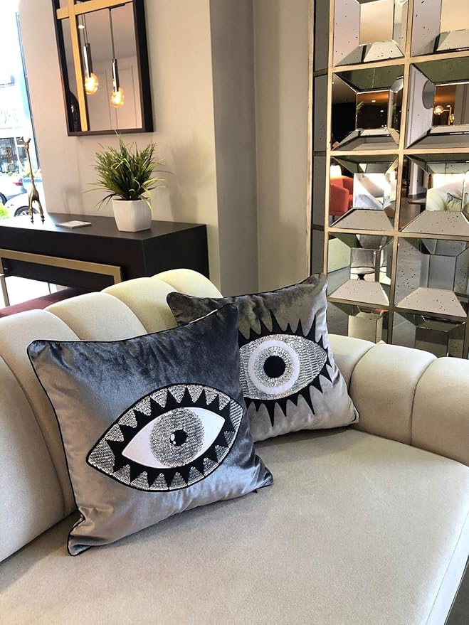 Evil Eye Velvet Throw Pillow Covers Set of 2