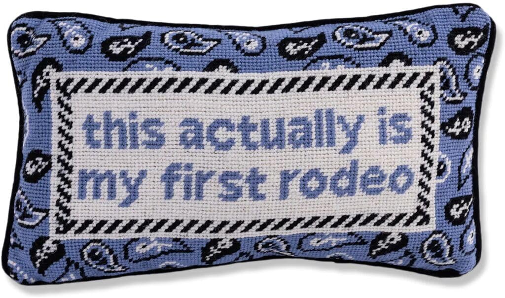 First Rodeo Needlepoint Throw Pillow