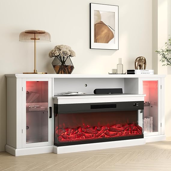 3-Sided Electric Fireplace TV Stand for TVs up to 80 Inches
