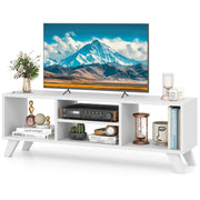White TV Stand for 55 Inch TVs with 4 Open Compartments