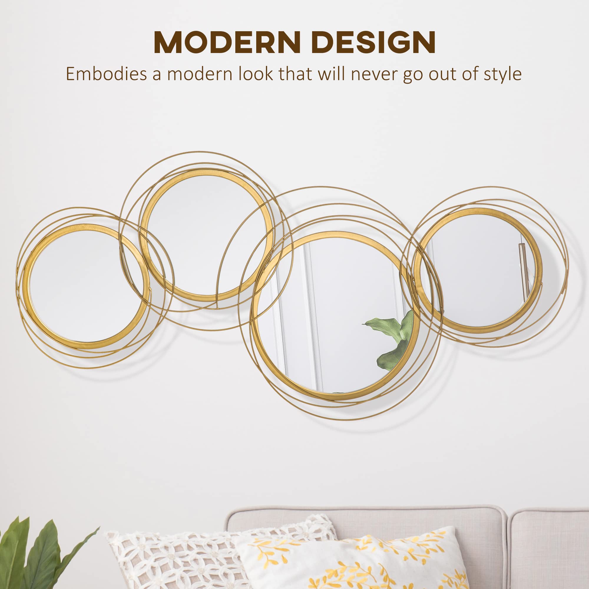 Round Metal Wall Mirror - Gold Tone