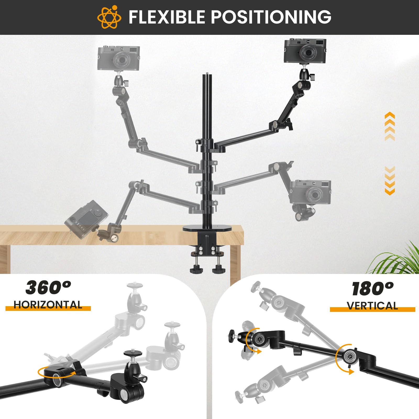 Heavy Duty Camera Desk Mount with Articulating Arm