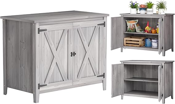 Wood Garden Shed with Inner Shelf and Double Doors