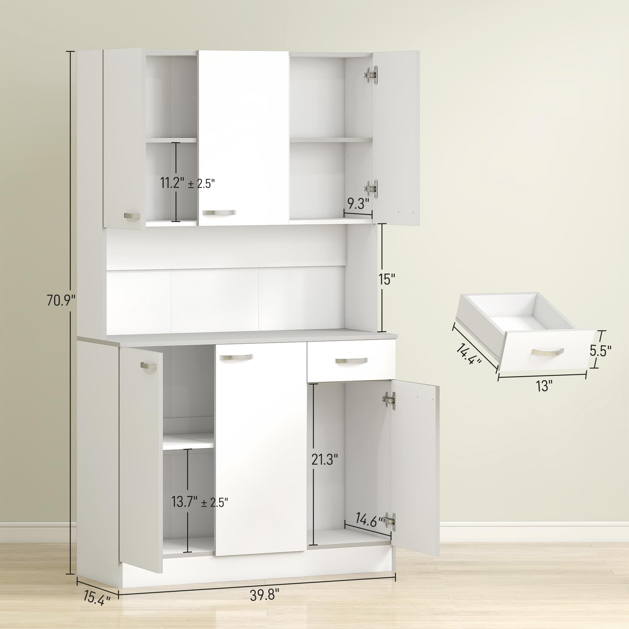 Kitchen Pantry Cabinet with Microwave Stand