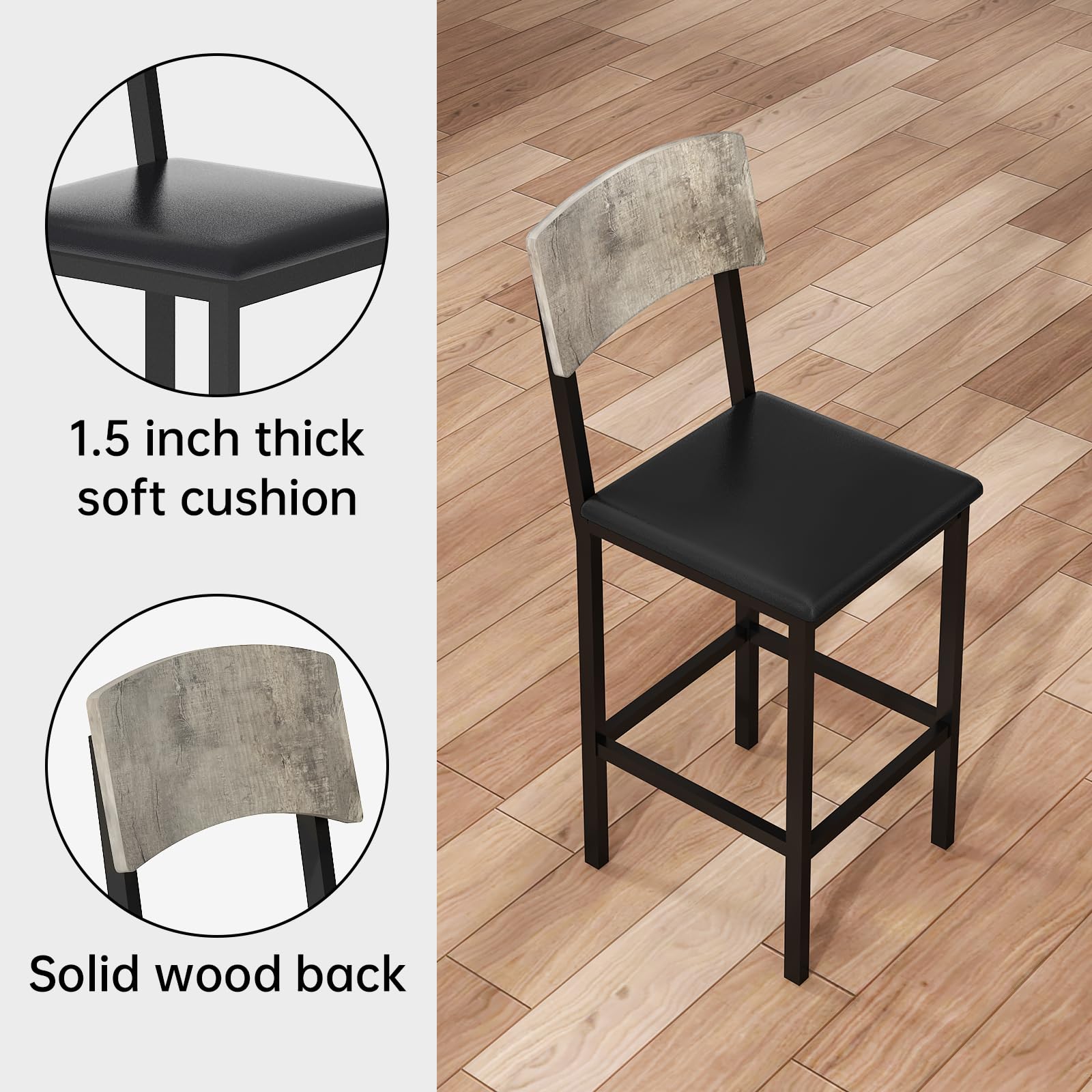 5-Piece Counter Height Dining Set with Upholstered Chairs
