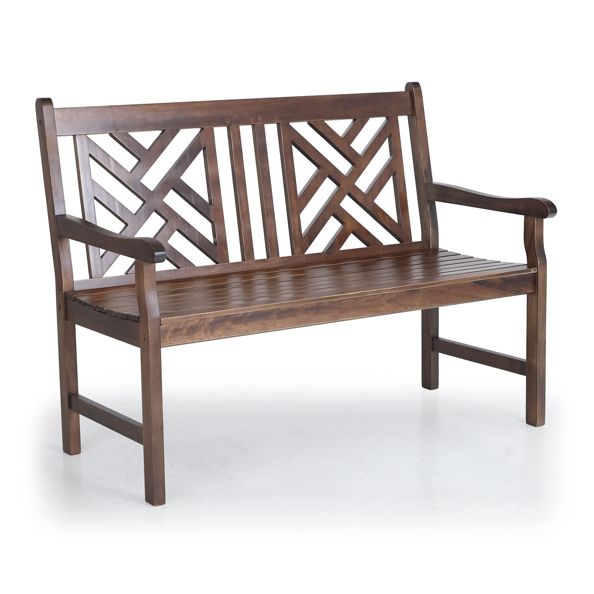 Acacia Wood Outdoor Garden Bench with Curved Backrest
