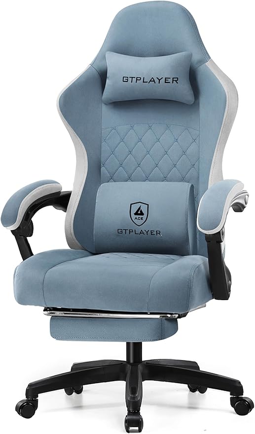 Gaming Chair with Pocket Spring Cushion and Footrest