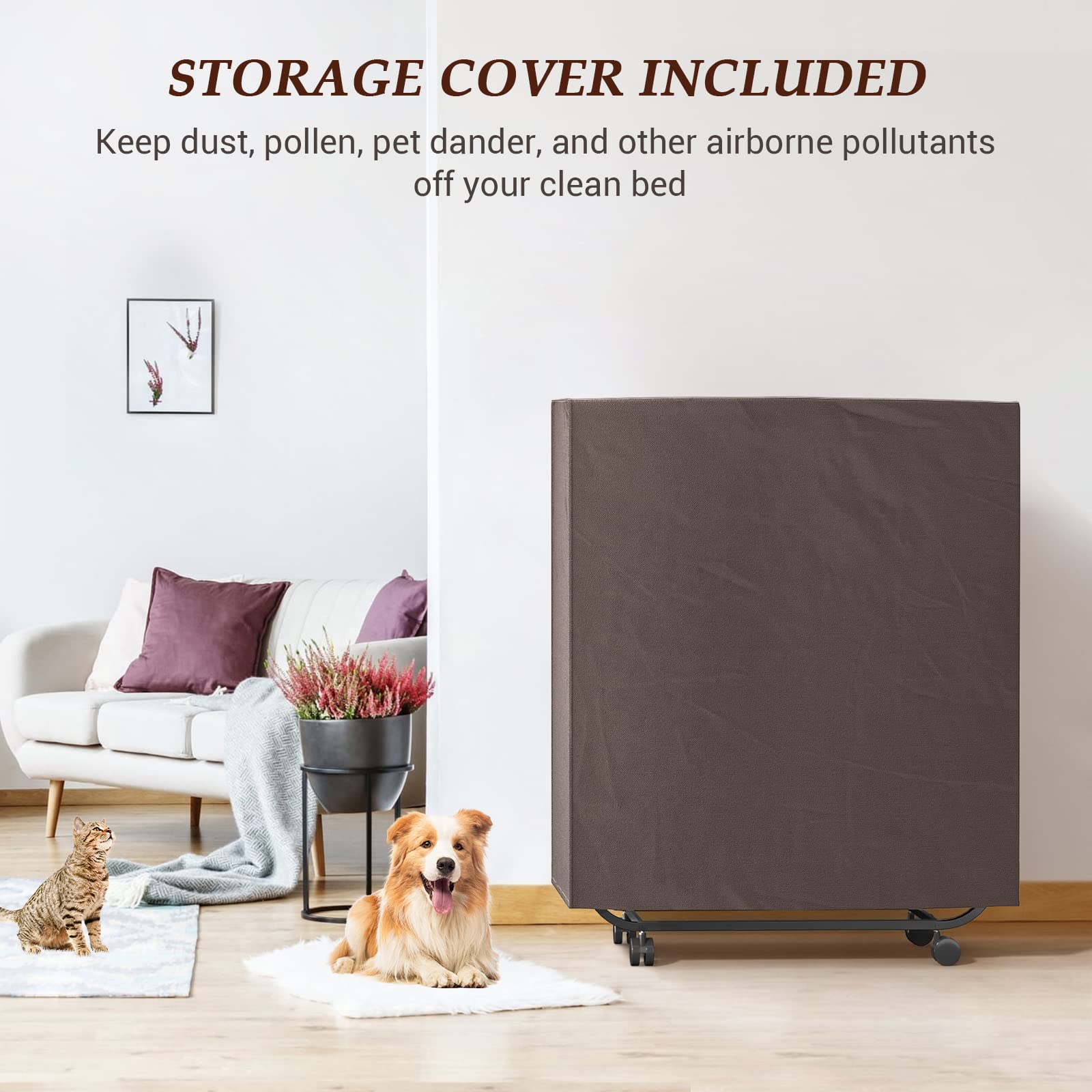 Folding Bed with 5 Inch Memory Foam Mattress - 75 x 31 Inch Rollaway Guest Bed