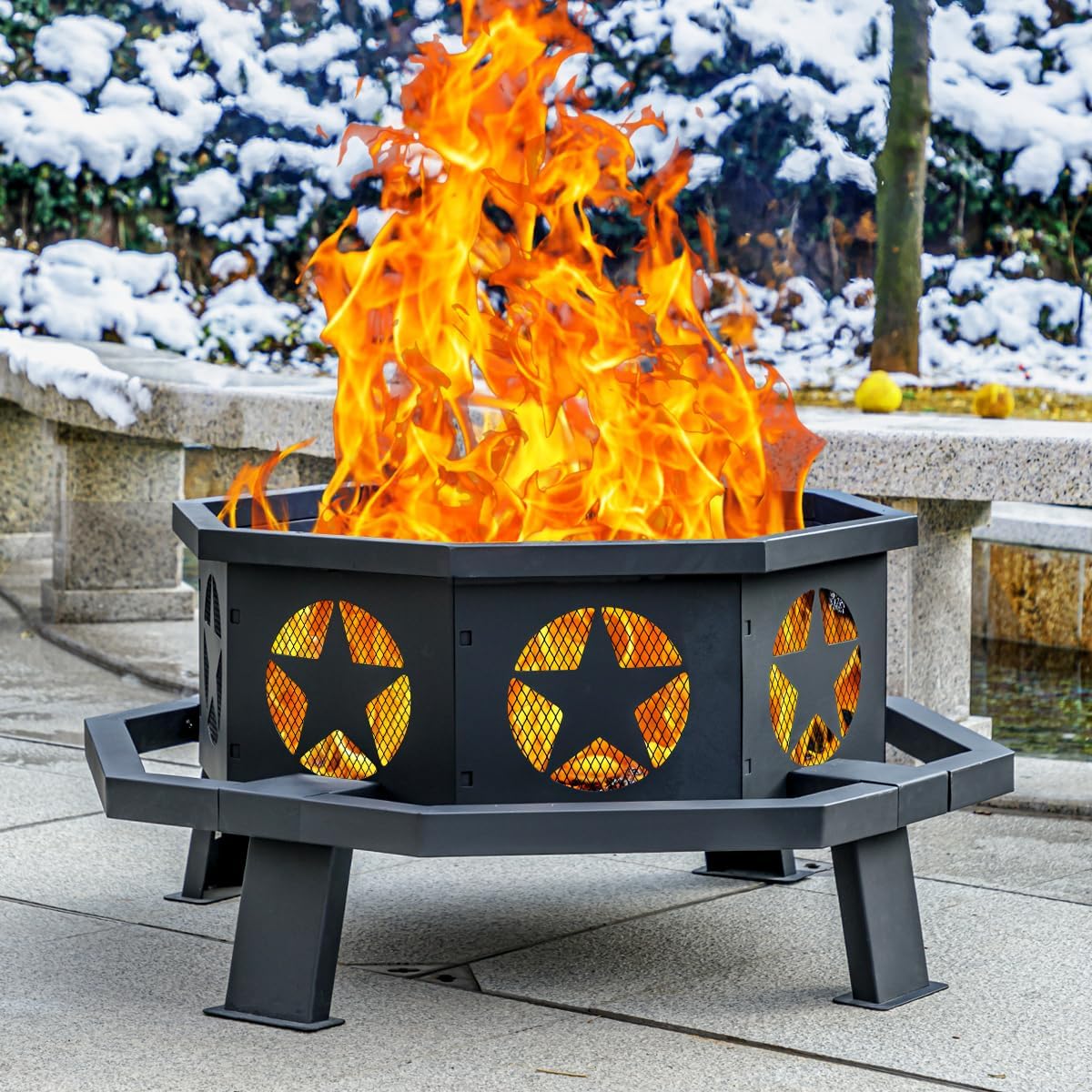 35 Inch Octagonal Wood Burning Fire Pit
