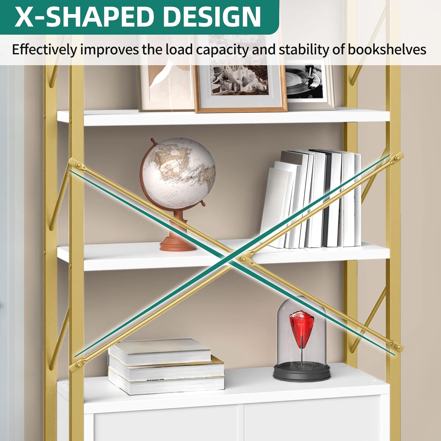 5-Tier Bookshelf with Storage Cabinet