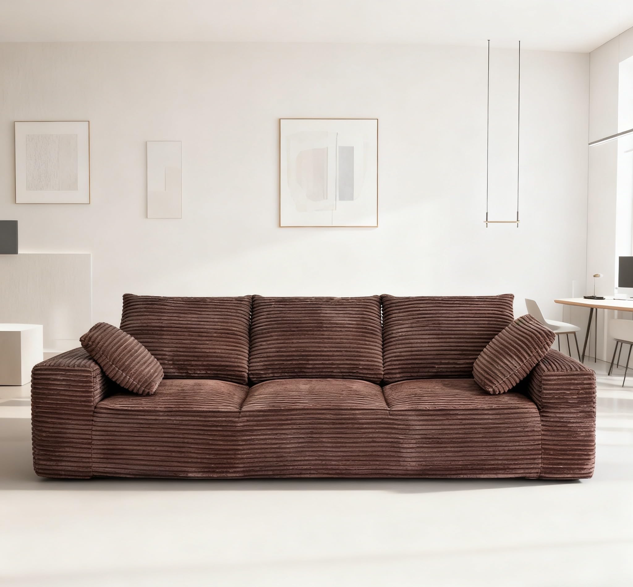 104.3“ Modular Sectional Cloud Couch, Boneless Couches for Living Room, 3 Seater Modern Lounge Couch, No Assembly Required, Brown