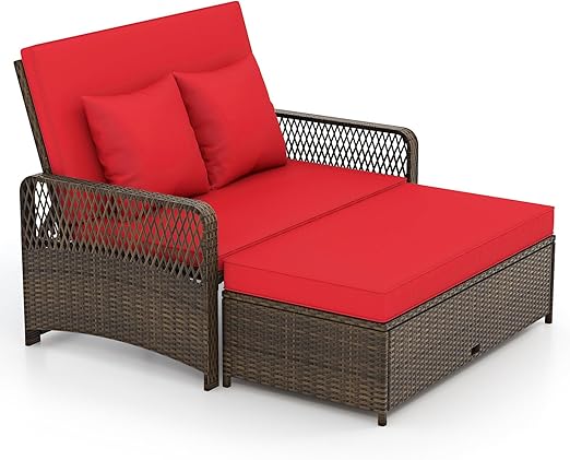 Patio Rattan Daybed with Adjustable Backrest
