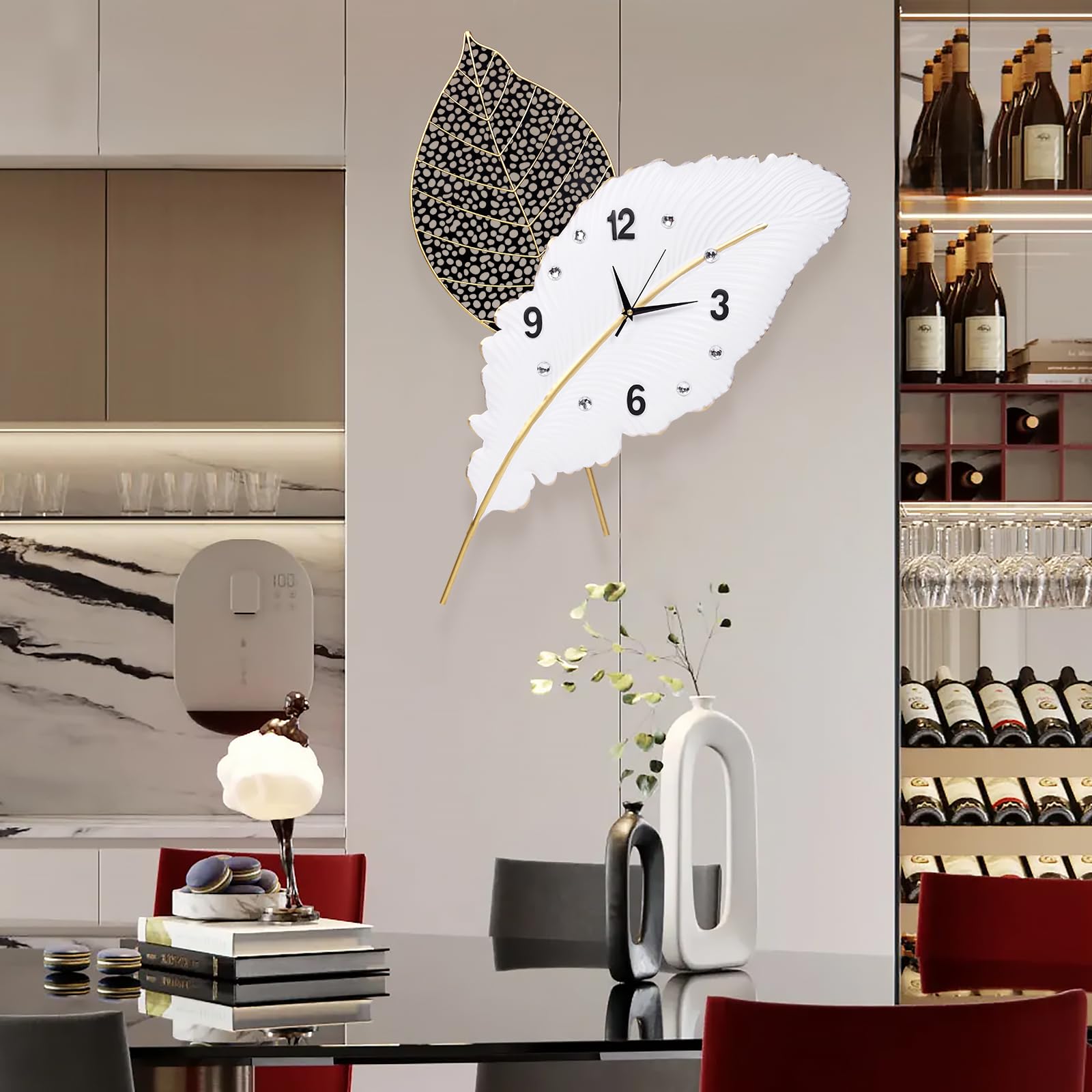 Large Modern Feather Wall Clock