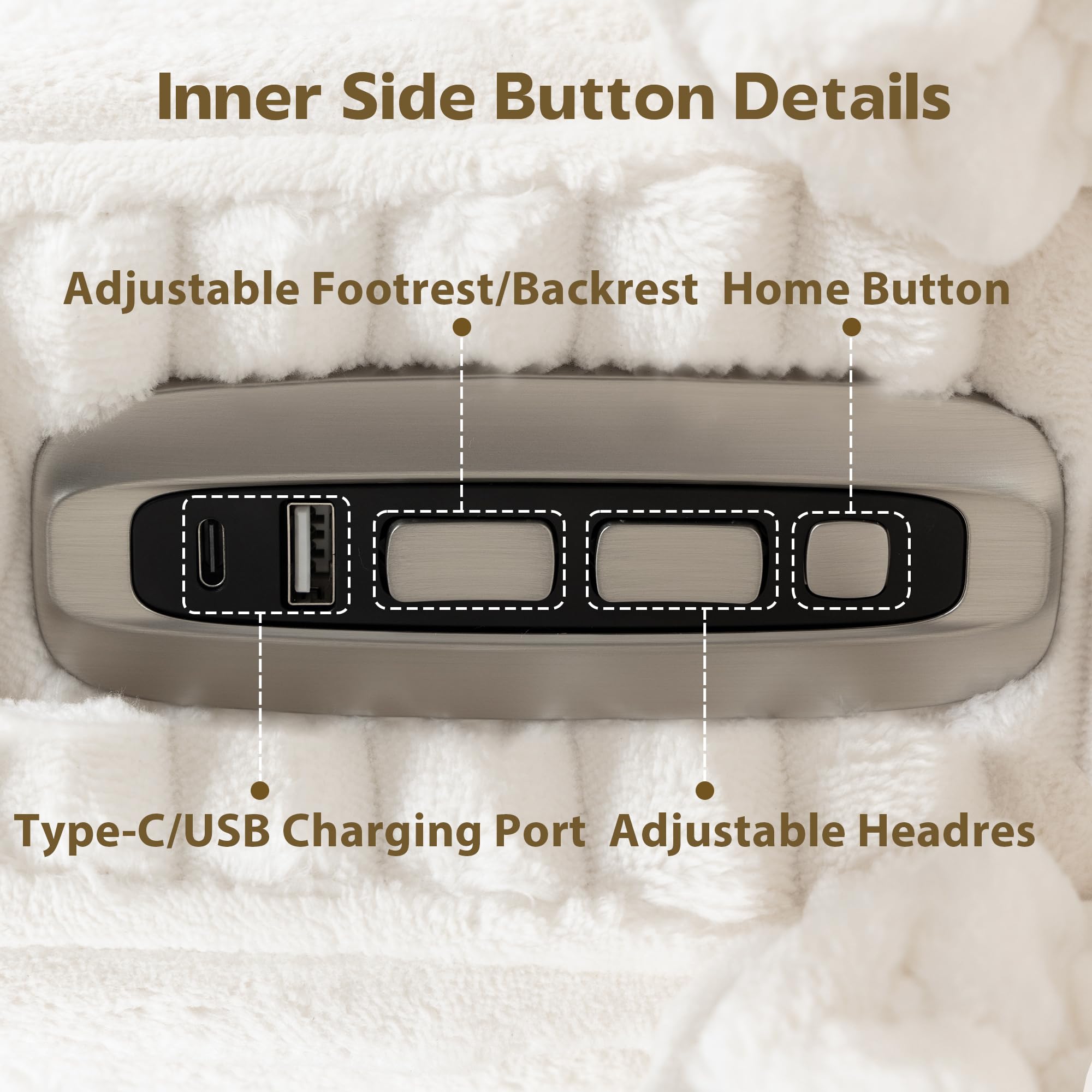 Power Swivel Rocker Recliner with Dual Motor, Vibration, Heat & USB Ports