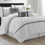 Queen Comforter Set 7 Piece White Grey